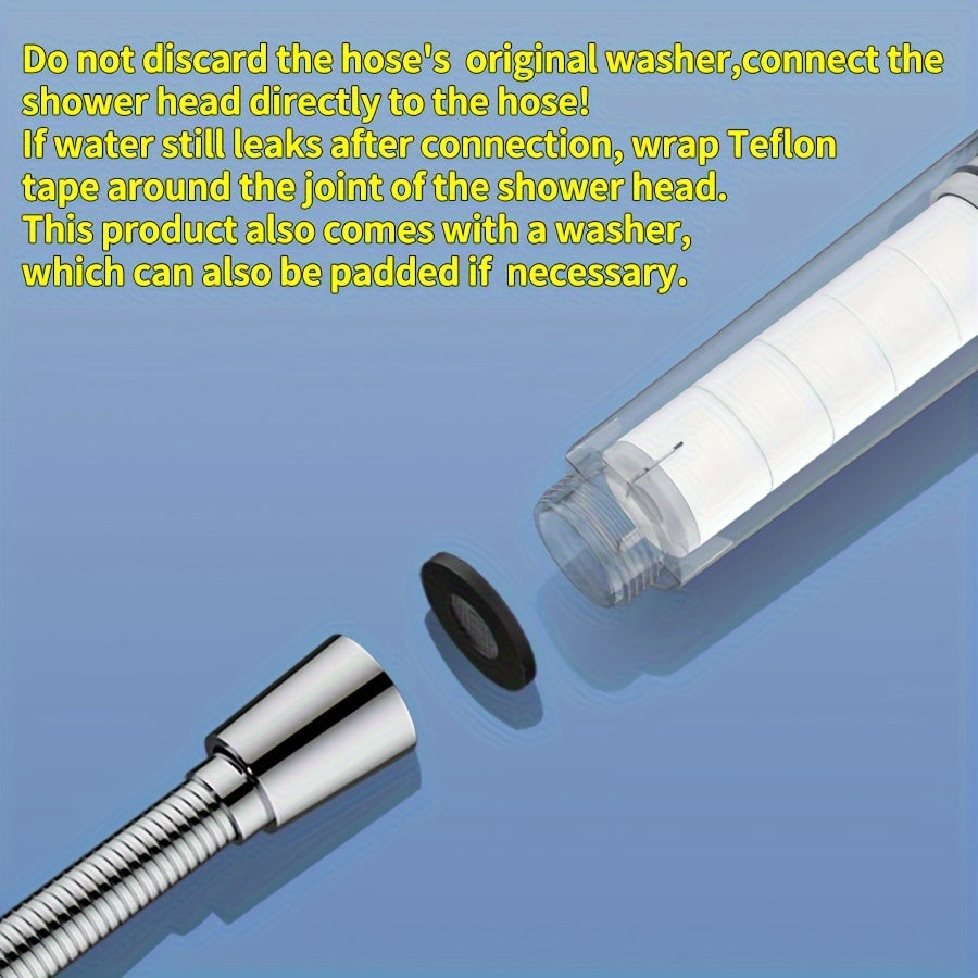 1pc High Pressure Filtered Shower Head - 3-Speed Adjustable Super Powerful Booster for Home Shower, Adjustable Angle Shower Head, Bathroom Accessory