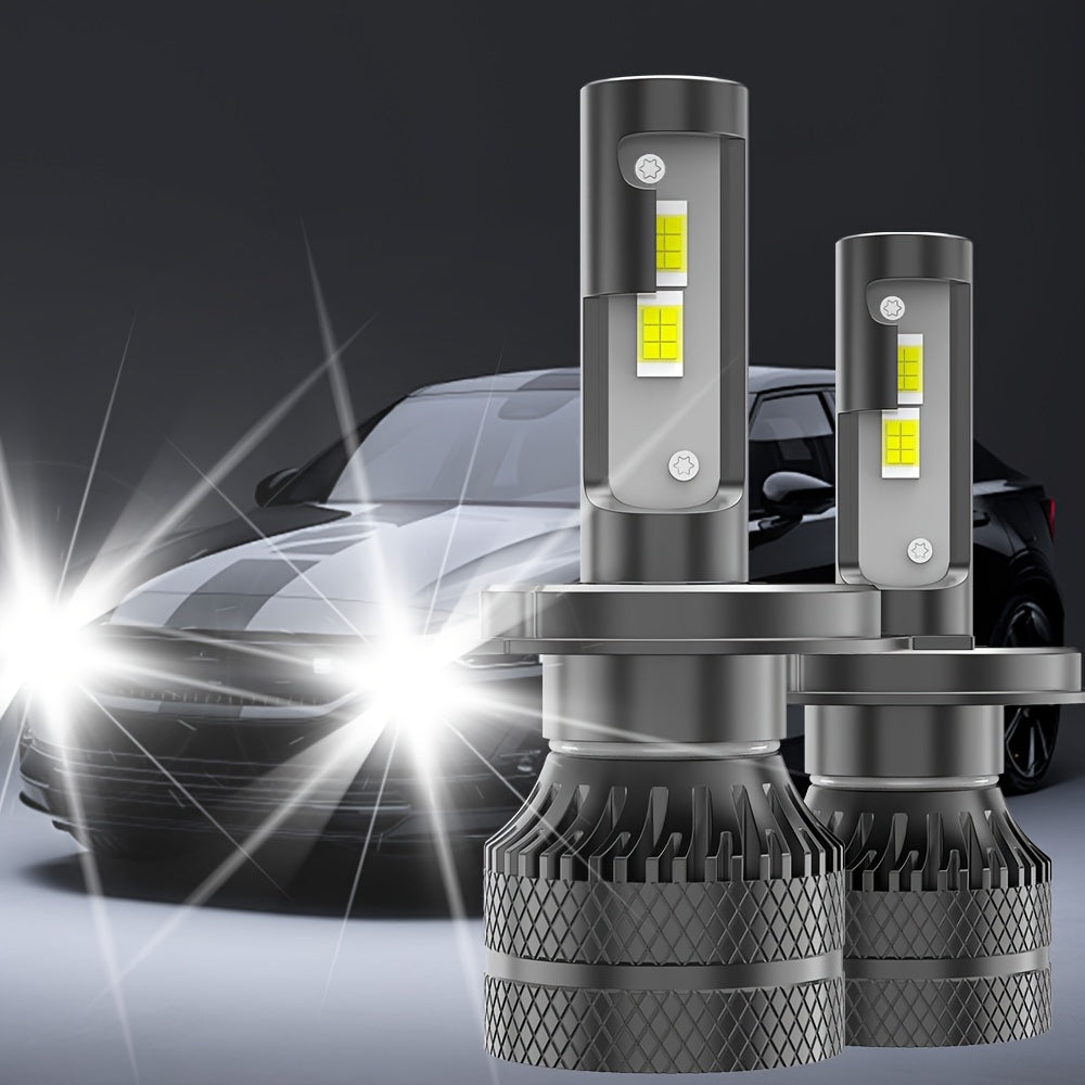 This set includes two H1, H4 and H7 LED bulbs, featuring super bright 3570CSP chips, compatible with 99% of car models. They provide automotive lighting with a brightness of 26893 lumens, 120W power