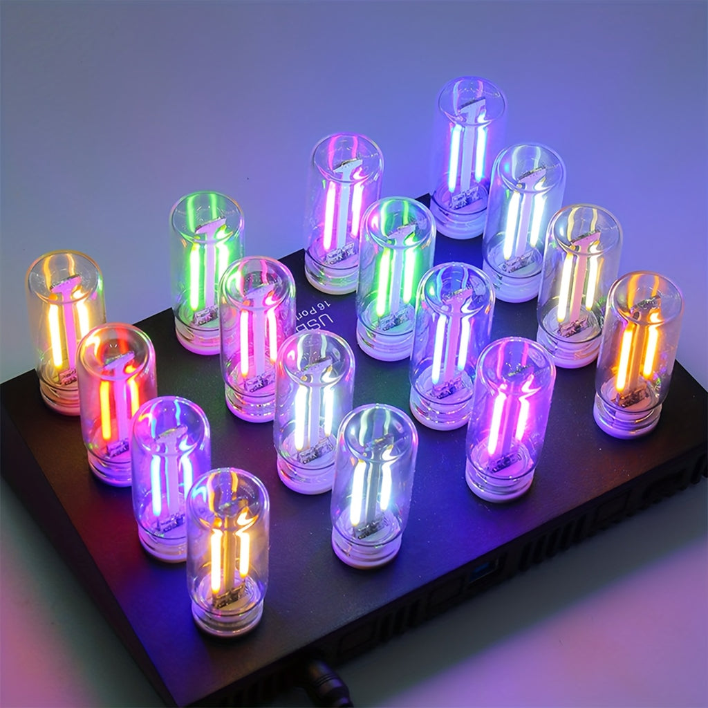 RGB vintage tube ambiance light, cyberpunk style, USB powered, multi-color changing desktop decorative night light, creative gift, bedroom lighting / party decoration / DIY project multi-purpose, preferred gift for Christmas