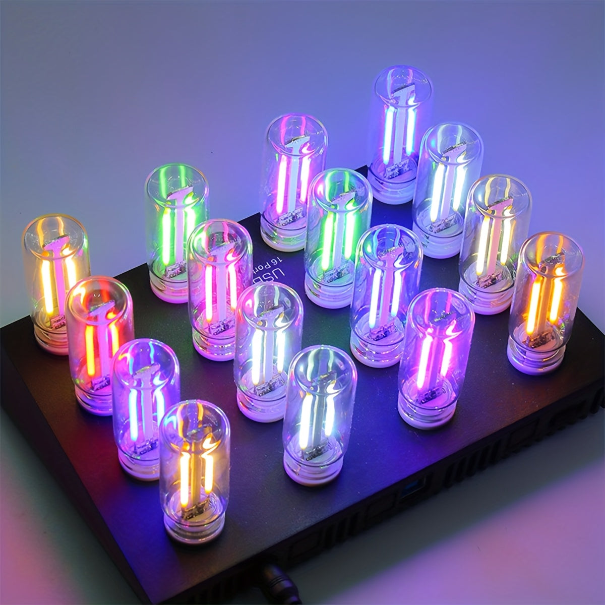 RGB vintage tube ambiance light, cyberpunk style, USB powered, multi-color changing desktop decorative night light, creative gift, bedroom lighting / party decoration / DIY project multi-purpose, preferred gift for Christmas