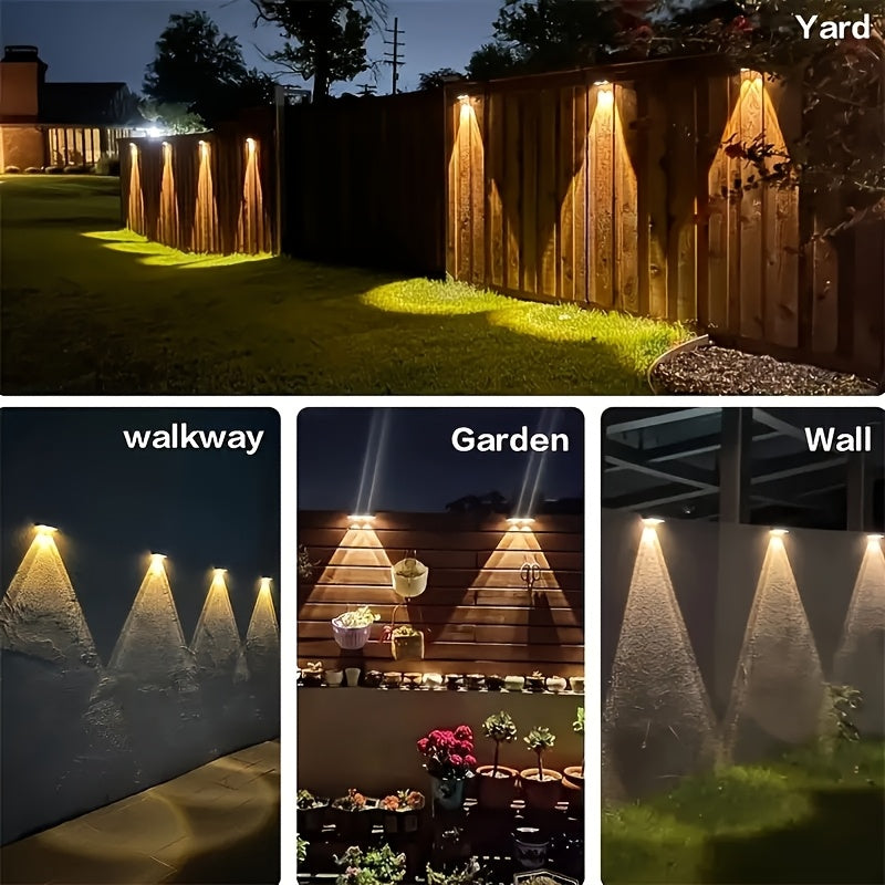 3/4-Piece Solar Wall Light - Color Changing, Automatic On/Off, Up and Down Lighting, Courtyard Lawn Decoration, Wall Lighting Effect, Solar Charging, Indoor and Outdoor Decoration, Patio, Fence