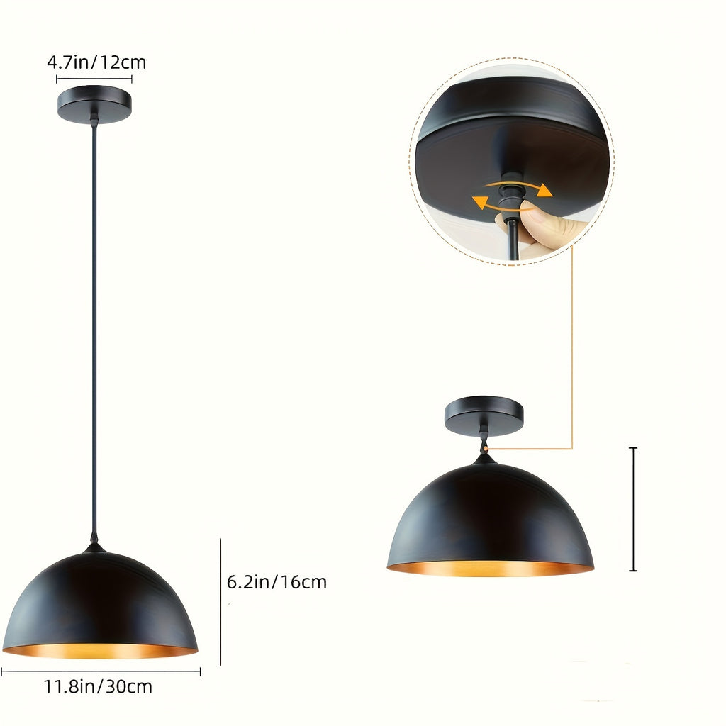 2-Piece Industrial Style Kitchen Island Pendant Light, Vintage Rustic Hanging Decor for Kitchen, Farmhouse Dining Room, E26/E27 Base Ceiling Light, Bulb Not Included