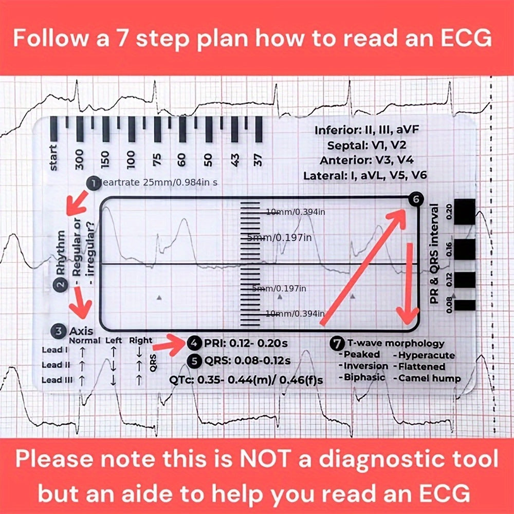 创意热销新款实用性便携 ECG 7 Step Ruler心电图7步尺