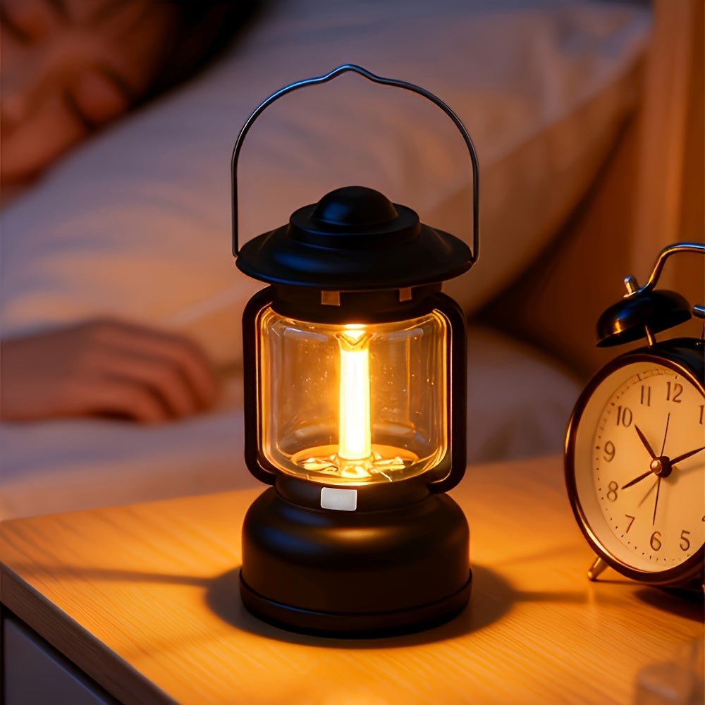 Rechargeable Vintage LED Camping Lantern, 7 Lighting Modes, Portable Outdoor Tent Light Flashlight, Emergency Lighting, Multi-use for Camping Hiking Travel Home