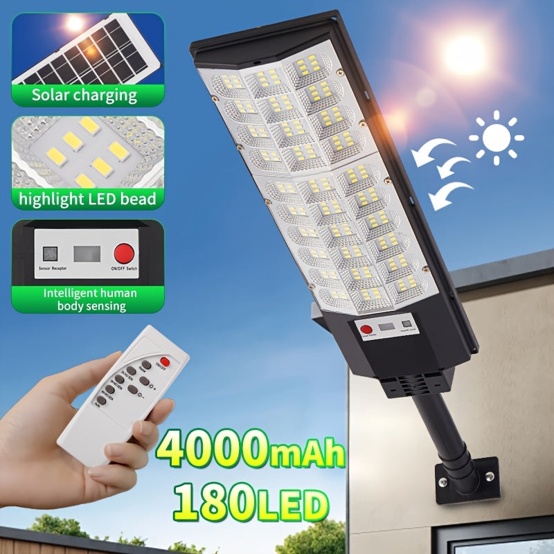 3D Curved Screen Integrated High-Brightness Solar Street Light, PIR Motion Sensor with Remote Control IP65 Street Light, Perfect for Parking Lots, Street Lighting, Courtyards, Gardens, Villas, Outdoor Solar Light