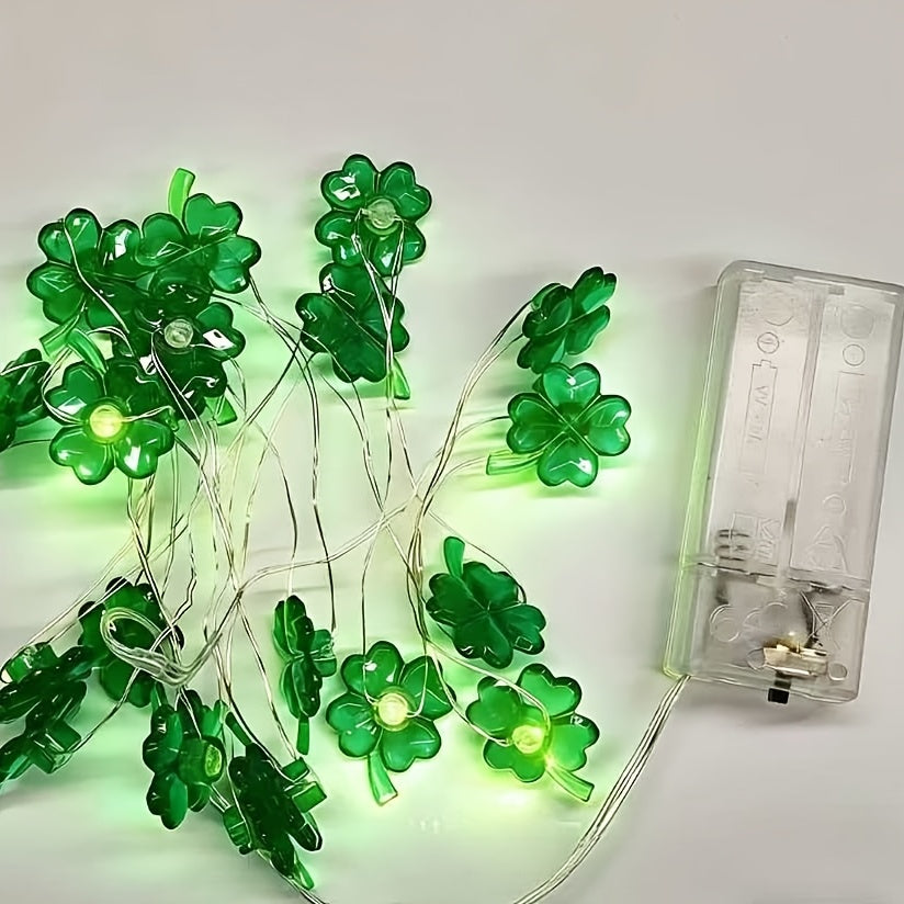 Luminarias四叶草帽子造型灯串电池供电LED灯串彩灯适合室内装饰节日氛围灯