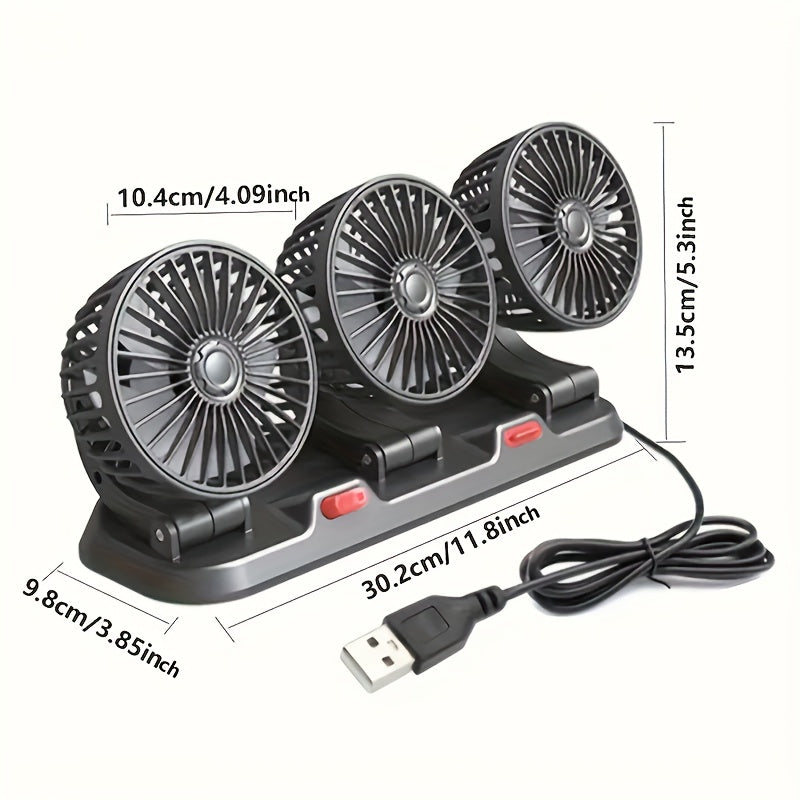 New Upgraded High Air Flow USB Fan, Adjustable Up and Down, Three-Headed Yellow Fan Blades, Fast Cooling Effect