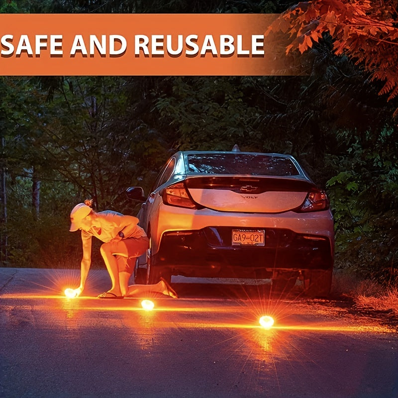 3Pcs LED Road Signal Emergency Light Set, 9 Lighting Modes, Strong Magnetic Hook, Road Rescue Search Tool, Car Accident Inspection Light, Safety Warning Accessories