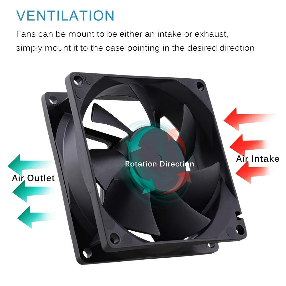 80x80x25mm DC 5V 12V 24V Brushless Cooling Fan, 2-Pin High Performance Ultra Quiet 8025 Fan for PC Case and Amplifier