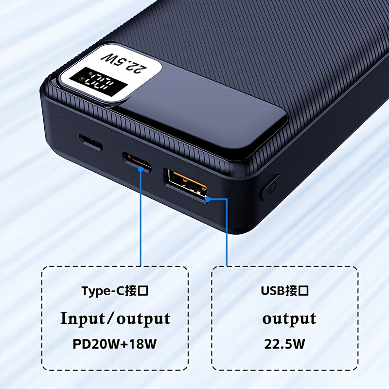 A Portable Power Bank with a Capacity of 10000Mah Or 20000Mah, Featuring a 22W Fast Charger, LED Power Indicator, And Multiple Interfaces Including USB, Type-C, And Micro. It Is Compatible with for Iphone And Android Devices