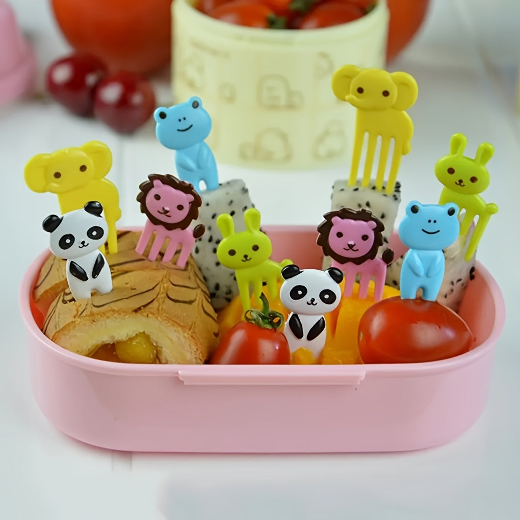 10-Piece Set Fun Animal High-Quality Fruit Forks – Durable ABS Material, Reusable Dessert Forks, Christmas Cutlery, Christmas Party Dessert Forks, Winter Dinnerware Set – Perfect for Winter, New Year, Easter Room Decoration