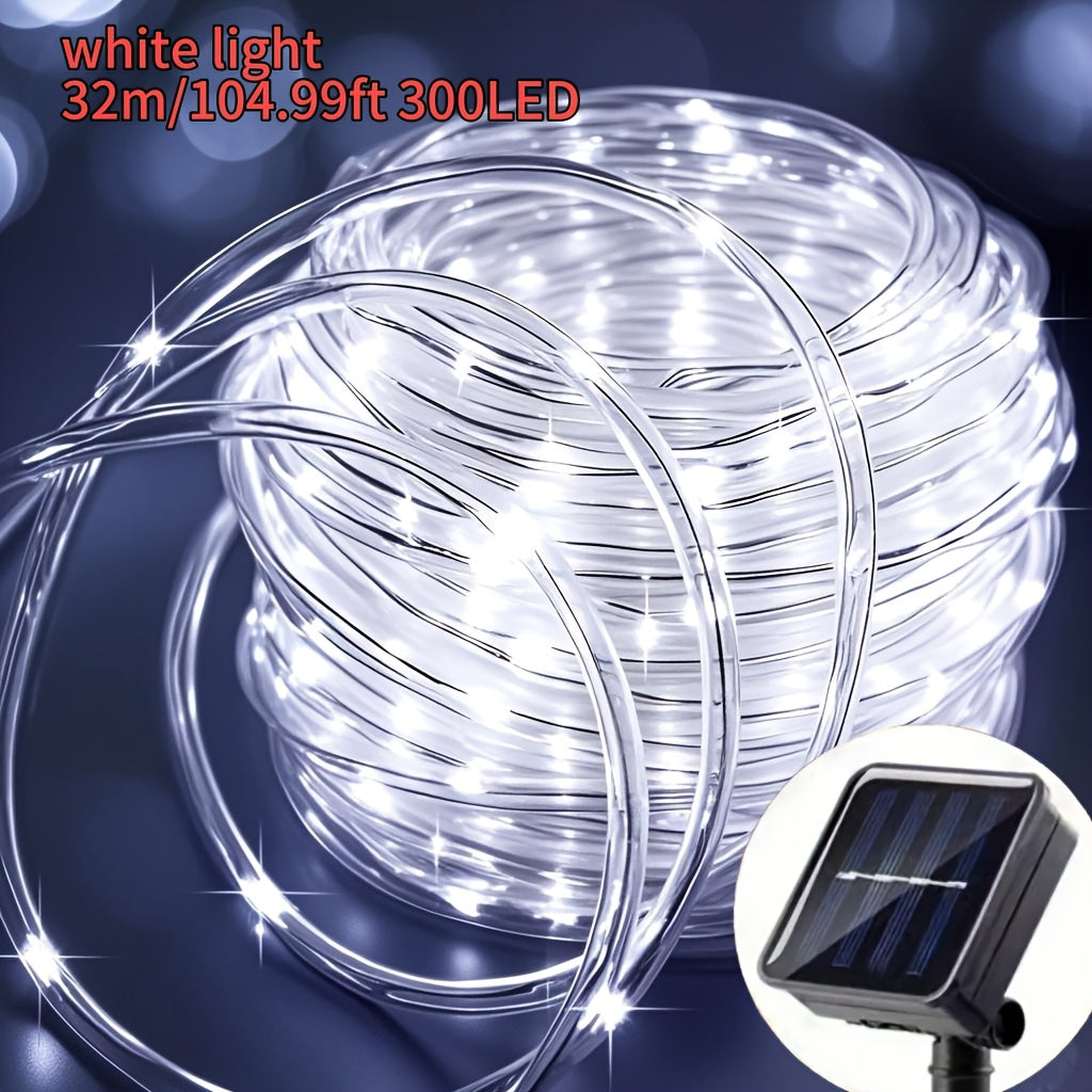 Solar LED tube light, 8 modes optional - 50/100/200/300 LED beads, new spring design, compatible with flexible wiring, specially designed for garden, wedding, Christmas decoration, supports solar charging