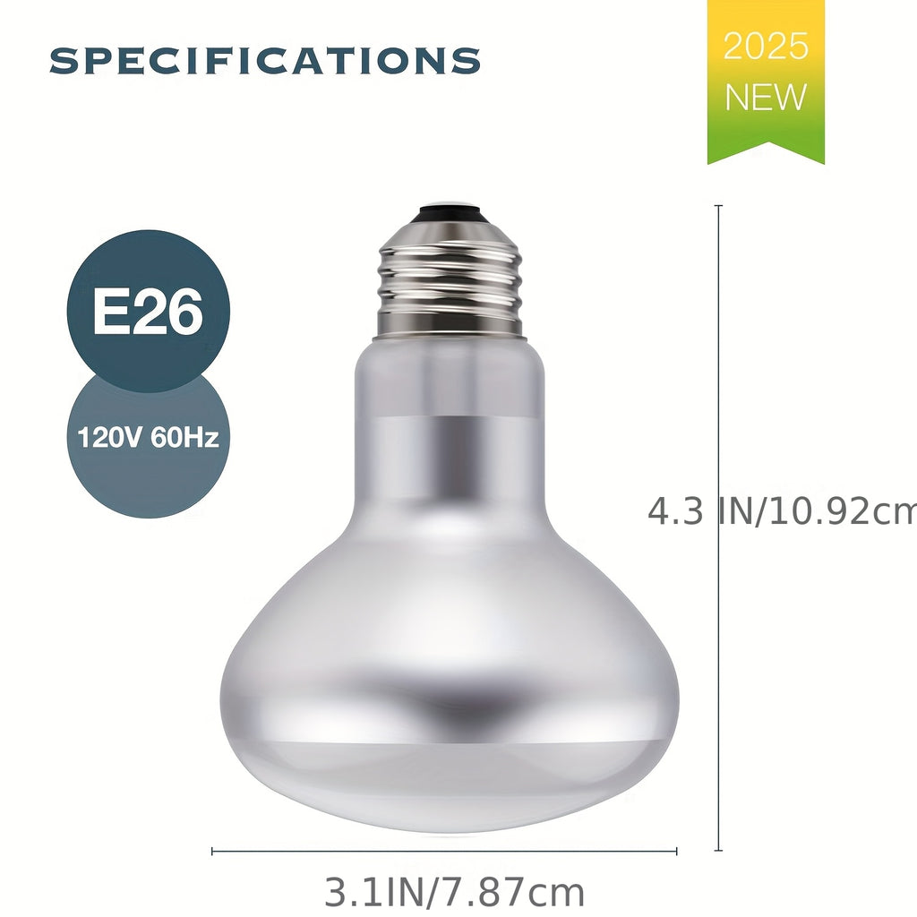 Simulated sunlight warm light bulb, suitable for reptiles, 100W basking lamp, suitable for bearded dragons, lizards, turtles, snakes and other amphibians, battery not included
