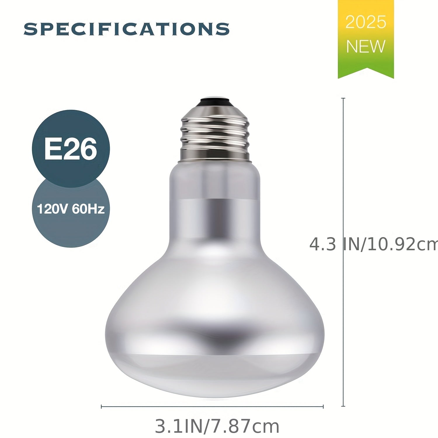 Simulated sunlight warm light bulb, suitable for reptiles, 100W basking lamp, suitable for bearded dragons, lizards, turtles, snakes and other amphibians, battery not included