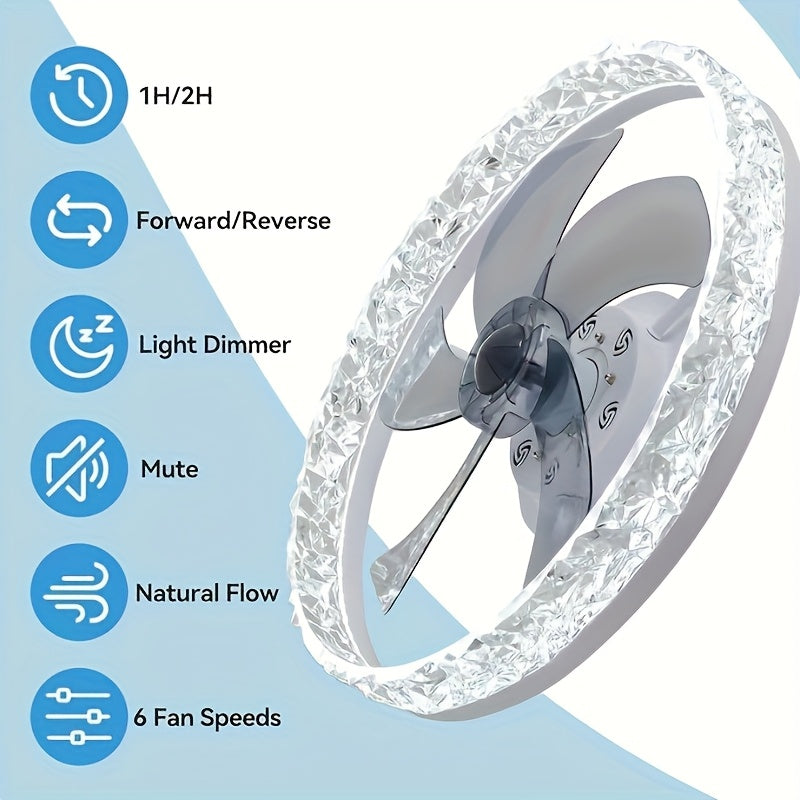 20 Inch Low Profile Flush Mount Ceiling Fan with Light and Remote Control, 6 Speed Levels, 3 Color Temperatures 3000K-6500K, Dimmable LED Ceiling Fan, Ideal for Bedroom, Kids Room and Living Room