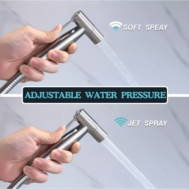 Wall Mount Handheld Bidet Sprayer Set - Includes Sprayer, Holder, Teflon Tape & Flexible Extension Hose. Quick Fit for Toilet, Bathroom & Sink; Ideal for Home Cleaning, Garden Care & Pet Washing