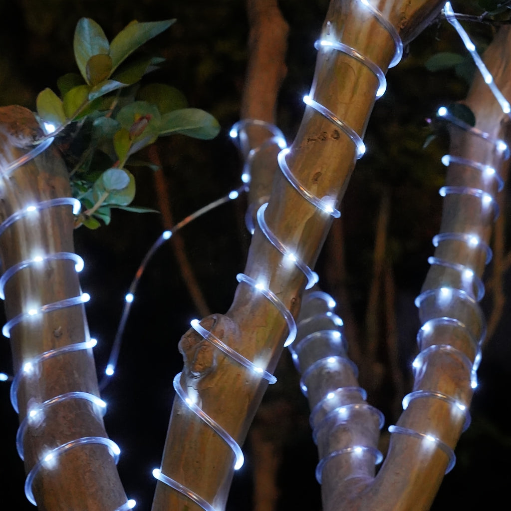 Outdoor fairy tube light, solar charging, 12 flashing modes, LED tube smart light strip, 300/200/100/50 high-brightness LED beads, suitable for decorating gardens, courtyards, engagements, parties, camping, trees, houses, Mother‘s Day