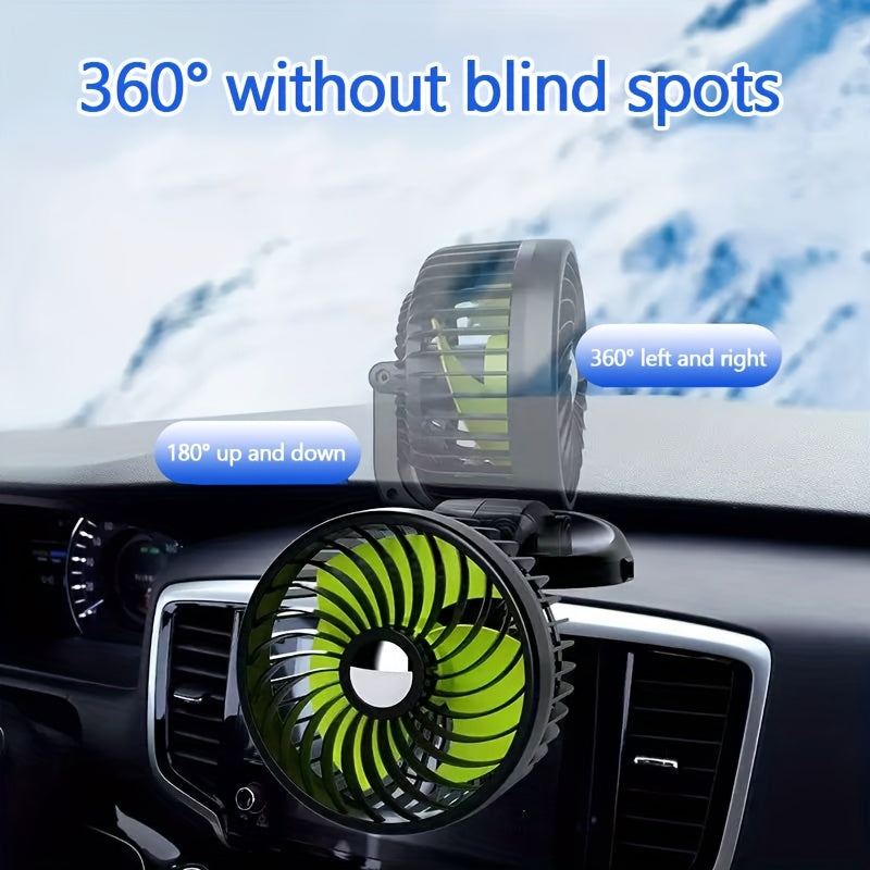1PC Single Head Car Fan, 12V Mini Bus Compatible, Powerful Quiet Dual Head Car Cigarette Lighter Plug Fan, Vehicle Cooling Fan, Ideal Car Accessory for Birthday Christmas Halloween Wedding Party Supplies