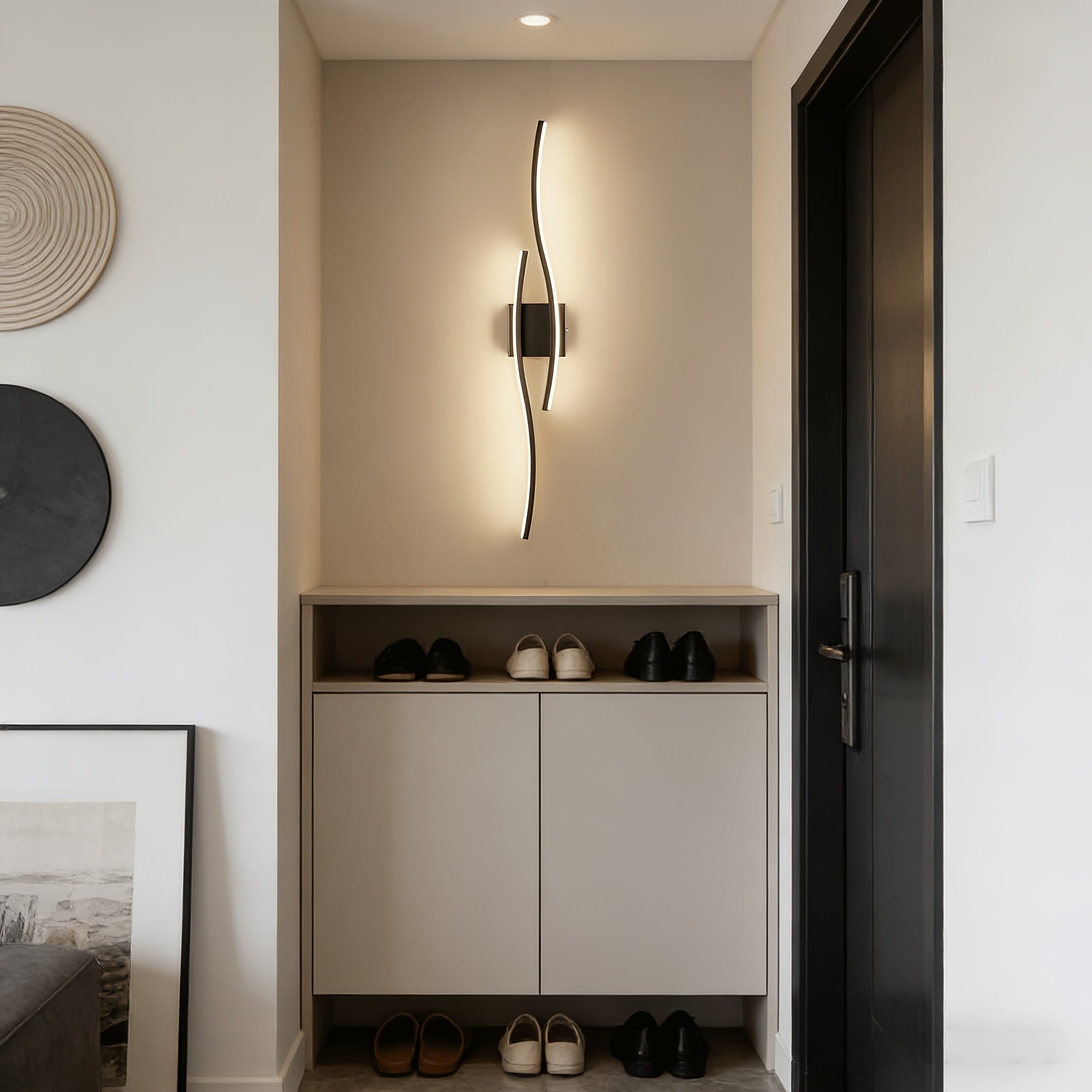 1PC Black LED Wall Light, Rechargeable Wall Fixture, Removable Recessed Installation, 3-Color Dimmable, Perfect for Living Room, Bedroom, Dining Room, Cafe, Hotel and Bathroom, Decorative Wall Light | Modern Lighting Sconce