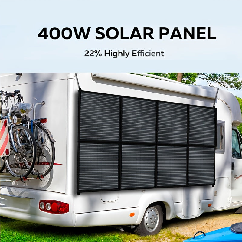 400W/200W/100W 可攜式太陽能板，可折疊太陽能毯，單晶高功率太陽能板，太陽能電池效率高達 23%，適用於戶外探險船用電站、花園、庭院、屋頂、露營 RV 太陽能發電機