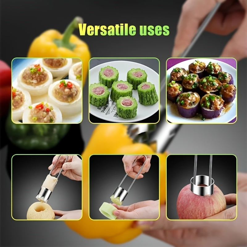 Stainless Steel Pit Remover – Red Bell Pepper Corer, Vegetable & Fruit Seed Cutter, Convenient Kitchen Tool for Fast Removal, Usable in All 4 Seasons
