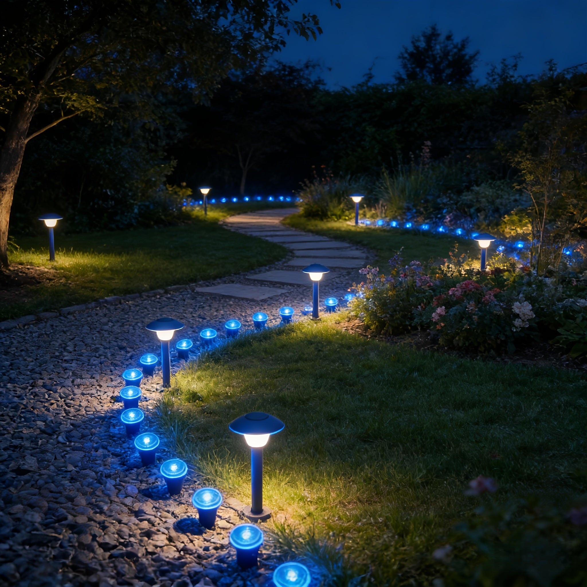 30 Pack Outdoor Solar Lawn Light Post, Multi-Color, Pathway Lighting, Ground Light, Decorative Solar Garden Light, Patio/Lawn Camping Party & Wedding Ambience Decoration; Spring Summer Outdoor Waterproof Decorative Ambience Light