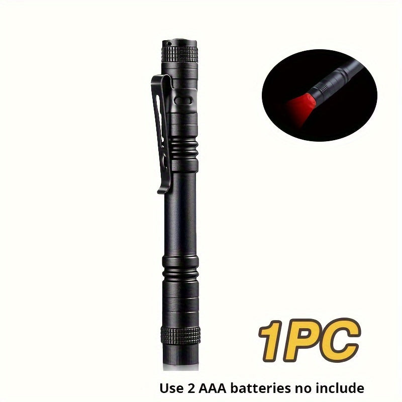 One or Two Portable Red Light Flashlights, Ideal for Camping, Hiking, Bugging, Stargazing & Aviation, Outdoor Activities & Protection - Pocket-Sized Flashlight with One Mode (Batteries Not Included), Batteries Not Included