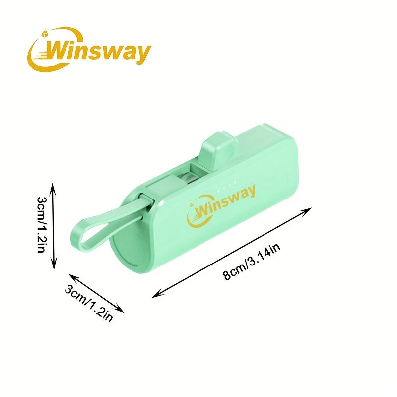 Winsway Mini Capsule Power Bank 5000Mah, Quick Charging Phone Holder Charger, Includes Type-C Data Cable Dual Interface, Suitable for Air Travel, Compact And Adorable, Capable of Charging Two Devices Simultaneously