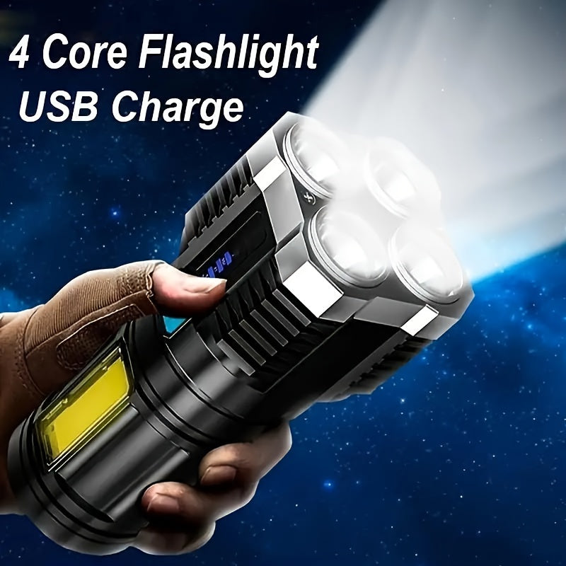 High Power IP65 LED Flashlight, Super Bright Long Range Rechargeable Tactical Handheld Light, Outdoor Camping Lantern