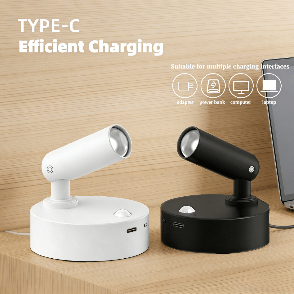 2-pack rechargeable wireless LED spotlights, premium black and white color scheme, 3-color temperature lighting, adjustable brightness, 500mAh wall light, suitable for oil paintings, plants and bedrooms