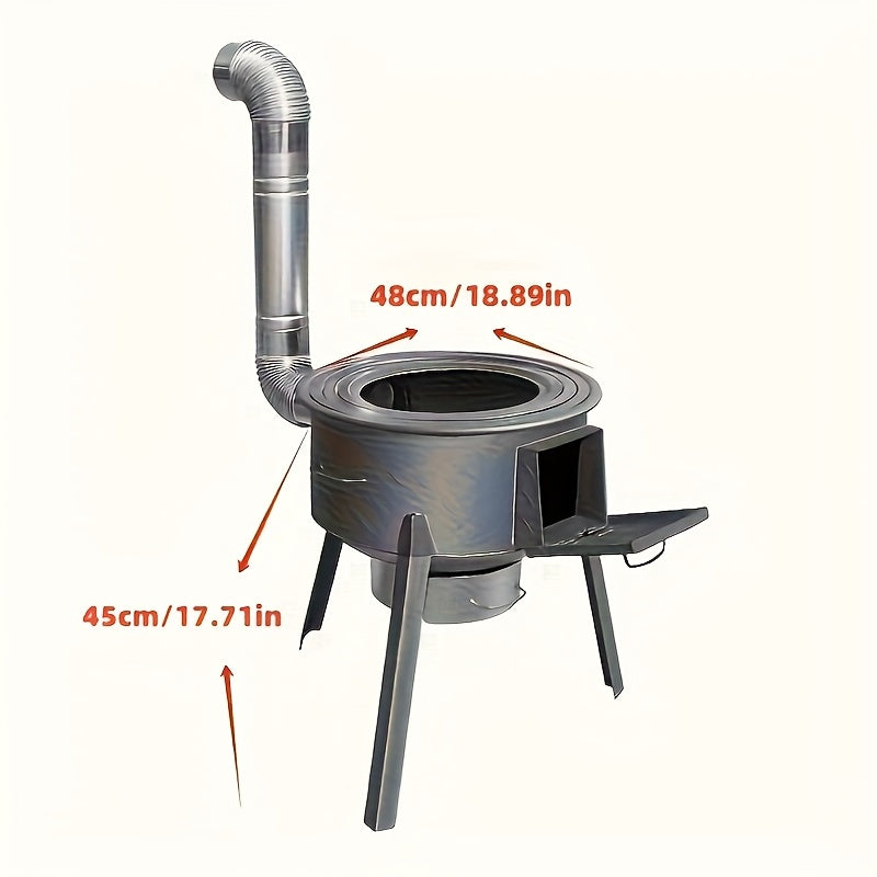 A New Type of Stove, Featuring a Thick Patterned Metal Surface & Extra-Thick Heat-Resistant Wood Base, Perfect for Outdoor Camping. With a Large Cooking Area