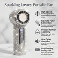 New Rhinestone Turbo High-Speed Handheld Fan, 100-Step Stepless Speed Regulation, Must-Have for Outdoor Travel & Activities, Portable Mini Fan with Strong Wind & Long Battery Life