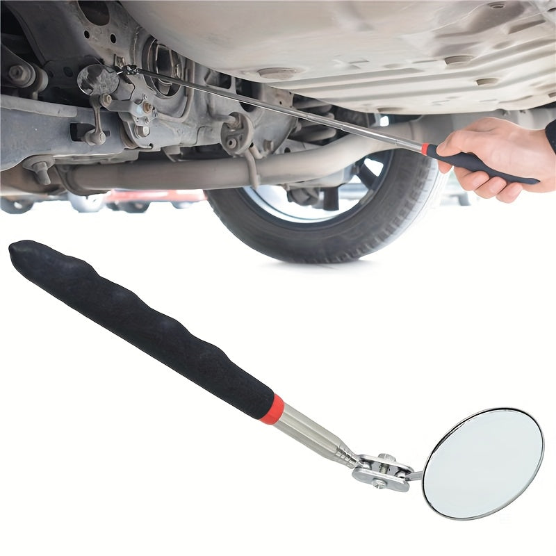 Black Car Underbody Inspection Mirror – Universal Foldable Telescopic Inspection Mirror with Retractable Magnetic Pick-Up Tool, LED Lighted Magnetic Pickup Rod, Auto Repair Tool for Metal Retrieval