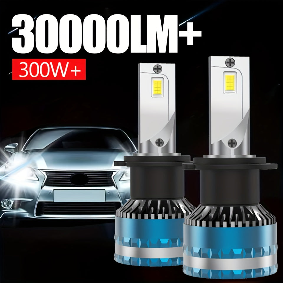 [2-Pack] Super Bright LED Car Lights H7/H1/H4/H8/H9/H11/9005/9006/9012 Universal, Fan Cooling, Aluminum Body, 6000K Pure White Light, Easy-to-Install Car Bulbs
