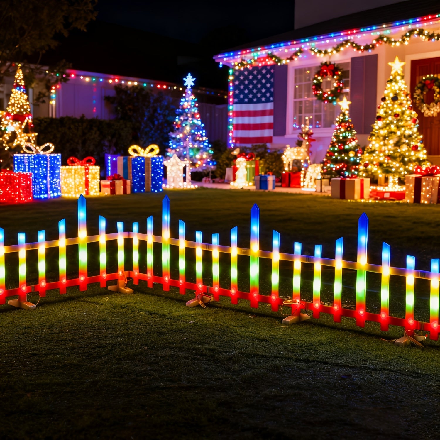 Solar Outdoor Light, 5/8/10-Piece Options, Spring Garden Decorative Fence String Light, 20 Flashing Modes, Ultra-Long Battery Life 3600mAh Lithium Battery, Suitable for Lawn, Path, Christmas Atmosphere and Birthday Scenes