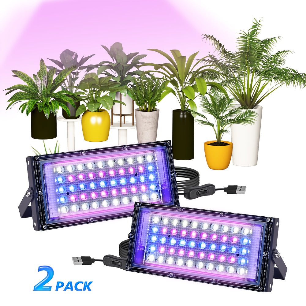 1/2/3/4 Heads 5V Grow Light with 50 LED Beads Each, USB Powered with On/Off Switch, Equipped with Hanging Rope, Polished Surface, High-Efficiency Heat Dissipation, Foldable & Space-Saving, Ideal for Vegetables