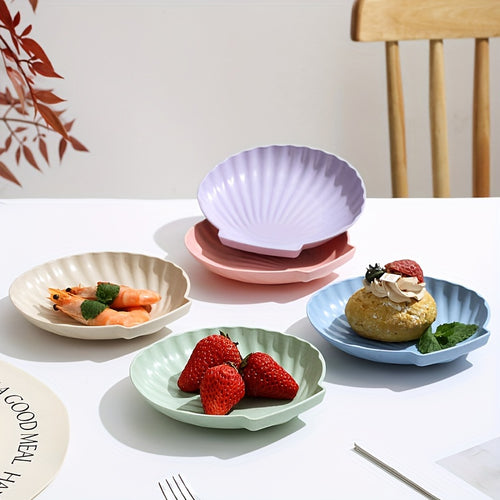 1Pc, 5Pcs, Shell-Shaped Dish, 6-Inch Small Plate, Dessert & Cake Plate, Lunch & Dinner Plate – Perfect for Kitchen, Family Gatherings, School Events, Company Group Meals, Restaurants (Multiple Colors Available)