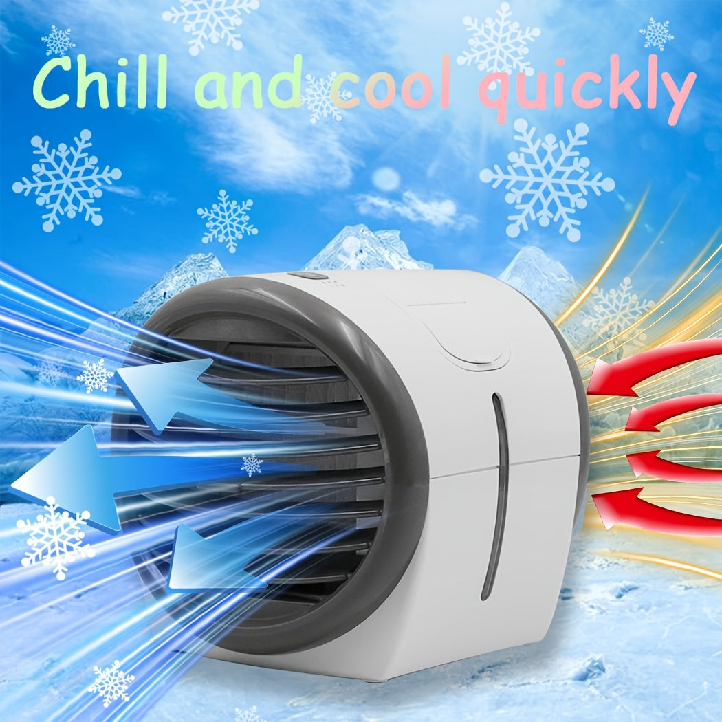 Portable Desktop Air Cooling Fan with Humidifier, USB Powered, 16.91oz Large Water Tank, 3-Speed Adjustable Wind, Adjustable Mist Output, Essential Cooling Device for Home and Office
