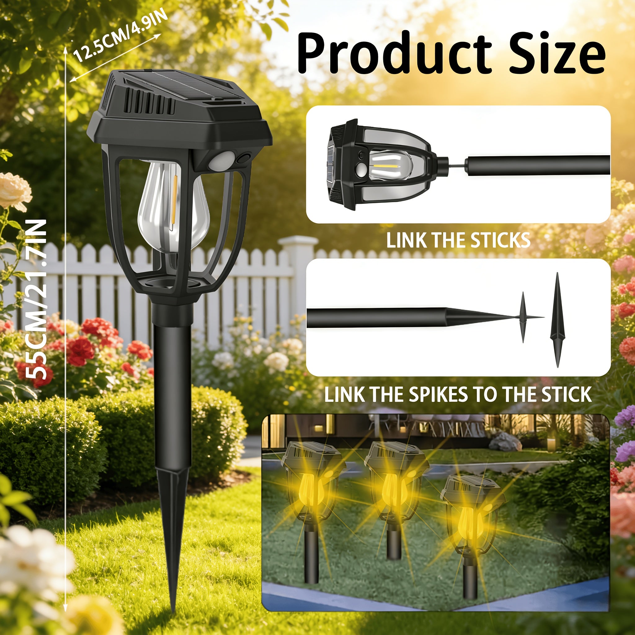 [4/3-Piece] Solar Outdoor Light Waterproof Warm Light IP44 Pathway Light 10-Hour Long-Lasting LED Landscape Light Courtyard Light Solar Street Light Path Light Suitable for Sidewalk, Path