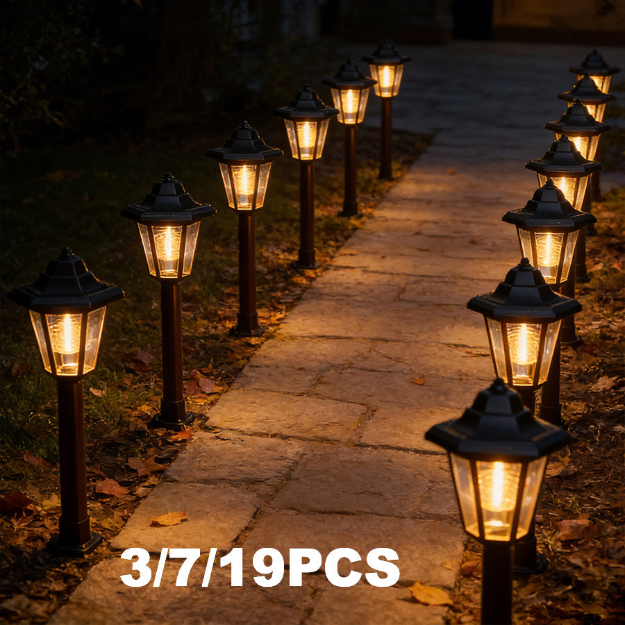 3/7/19-Piece Black Minimalist Theme IP65 Pathway Fence Light, Solar Advanced Hexagonal Fence Light Solar Outdoor Lawn Light, Suitable for Garden Post, Courtyard, Backyard Decoration, Valentine's Day Easter Gift