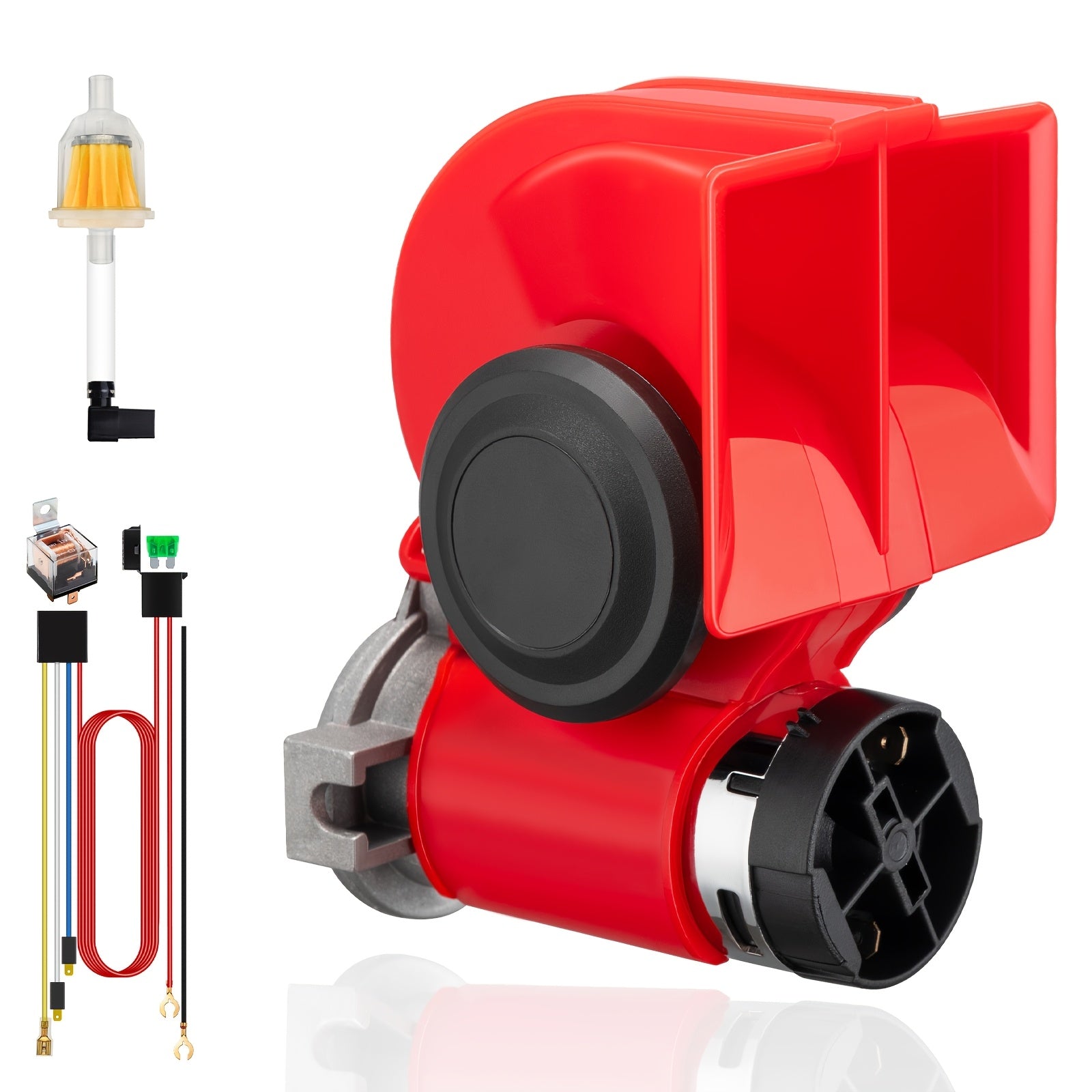 ALLREY 12V Loud Truck Horn Electric Snail Air Horn Kit with Relay Wiring Harness, Suitable for Vehicles, Motorcycles, Boats