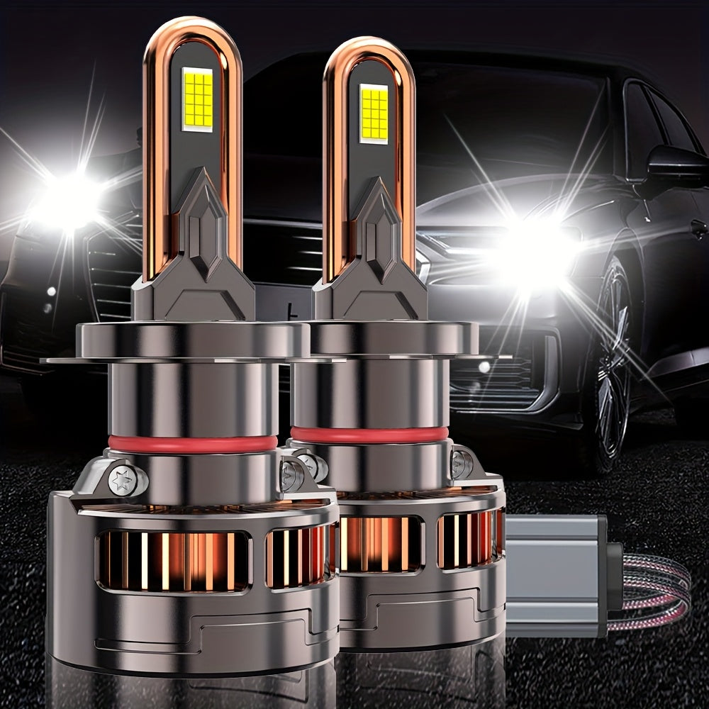 2-Pack H7 Car LED Headlight Bulbs, Compatible with H1/H4/9003/HB2/H7/H18/H11/H9/H8 Sockets, 60000 Lumens Brightness, 900% Brightness Increase, 9570 CSP Chip, 7500K Color Temperature