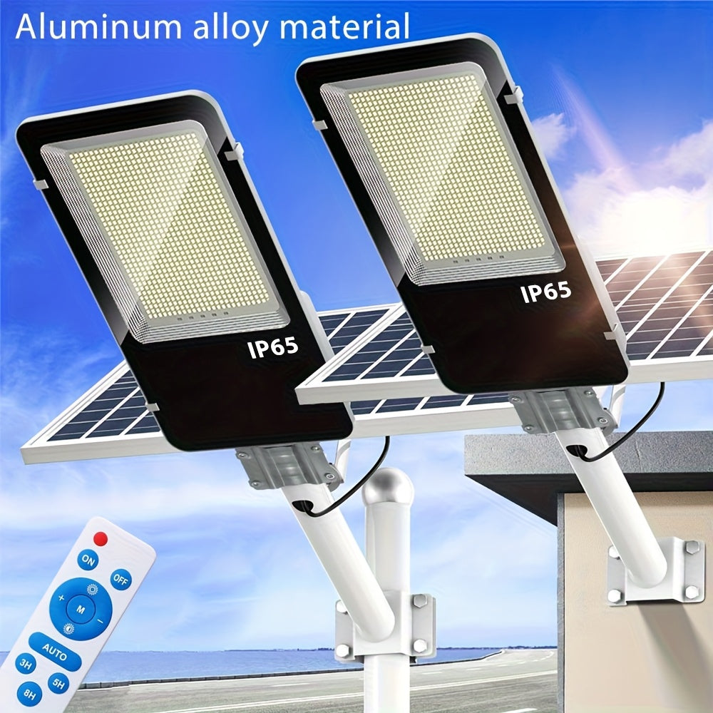 Kasotile Outdoor Solar Street Light - 6500K Parking Lot Lighting, Commercial Dusk-to-Dawn Auto On/Off, Heavy Duty Split-Type LED Solar Street Light with Remote Control (Batteries Not Included for Remote)