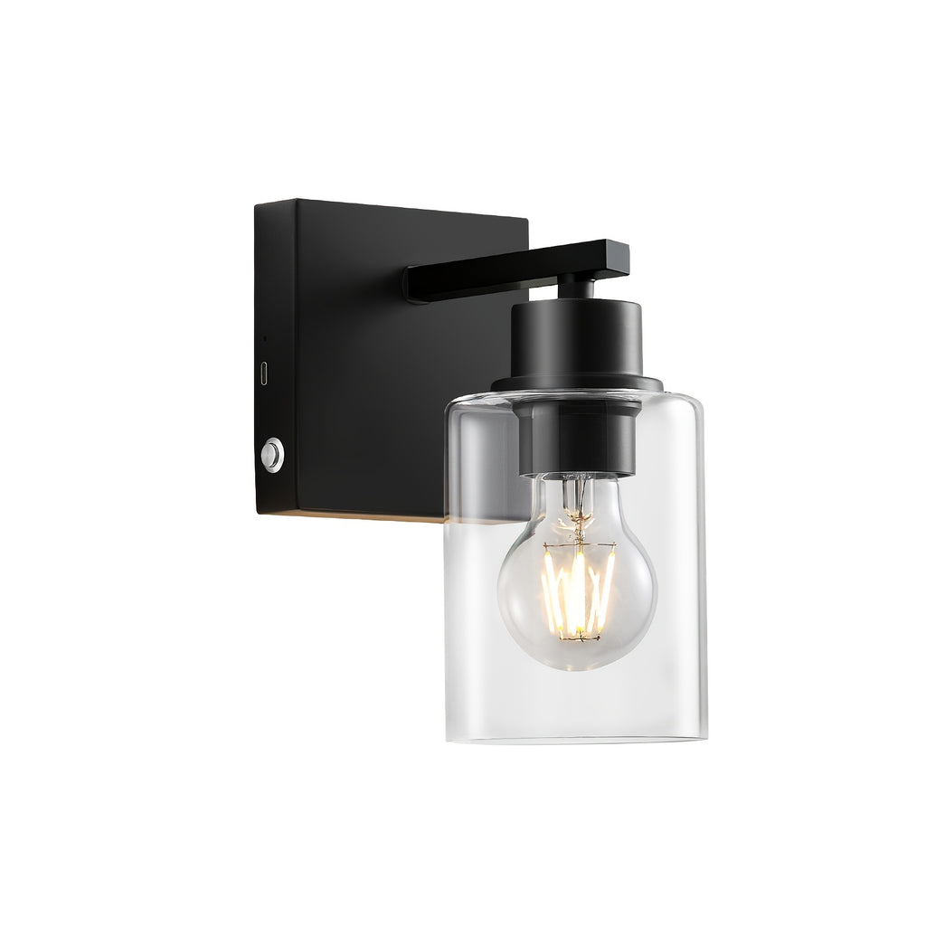 Battery Operated Wall Light Set 2/1, Rechargeable, Dimmable, Remote Control, Touch Control, USB-C Charging, Suitable for Living Room, Bedroom Black (Bulbs Included)