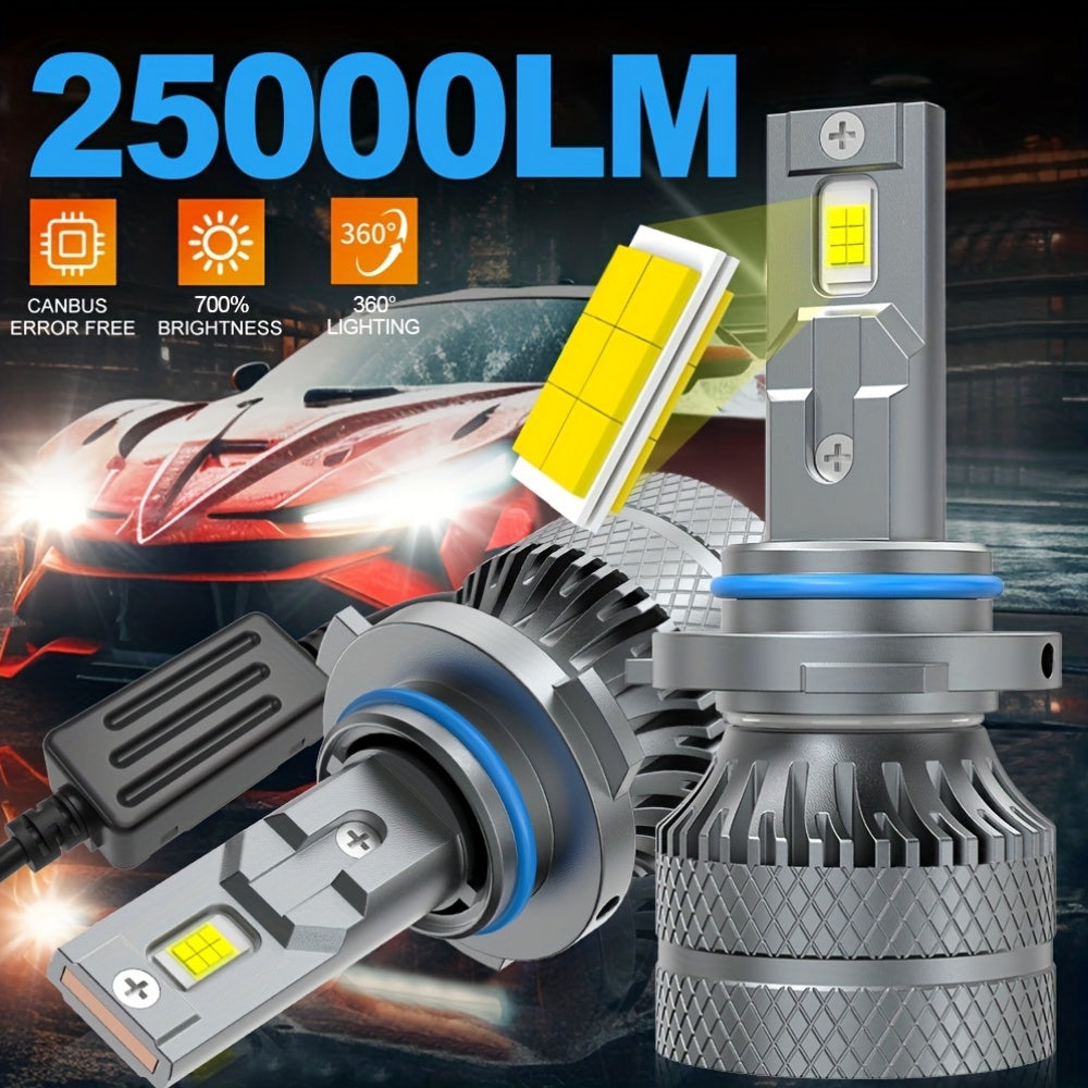 2Pcs HB3 9005 HB4 9006 HIR2 9012 LED Car Bulbs, H8 H1 H4 H7 H11 High/Low Beam Fog Light 120W Super Bright White 6500K, Bright CSP Chip Design LED Plug-and-Play Bulbs