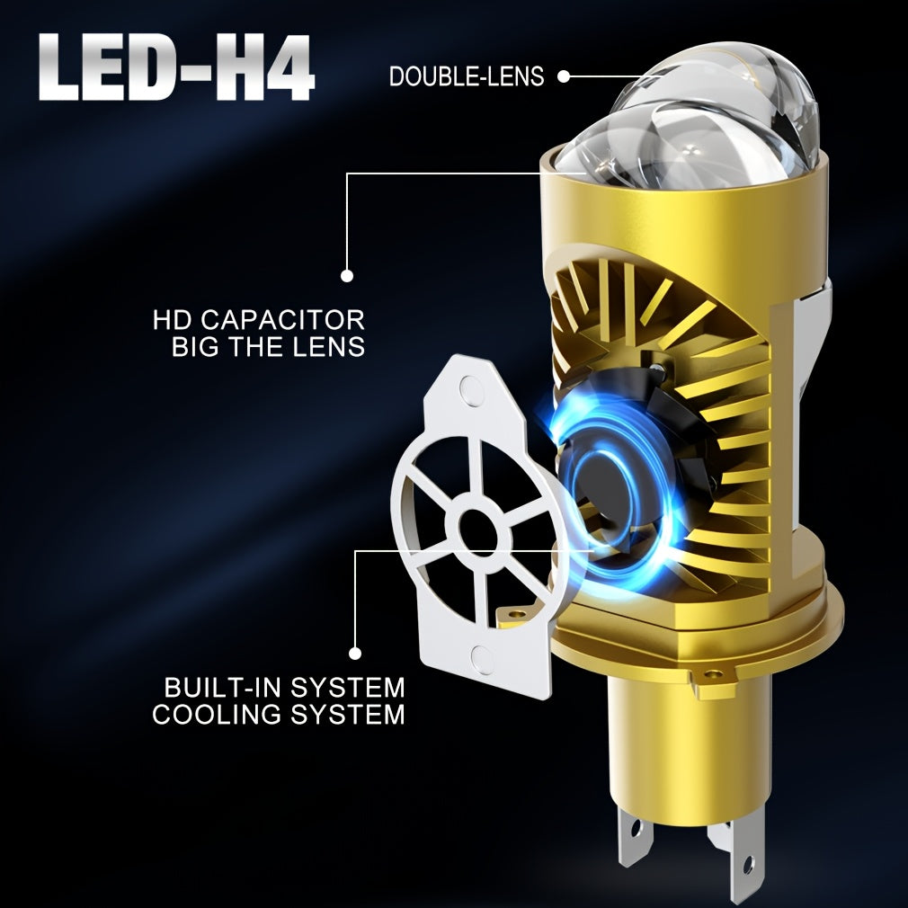 H4 LED Projector Headlight Bulb 100W Canbus 6500K High/Low Beam for Car and Motorcycle