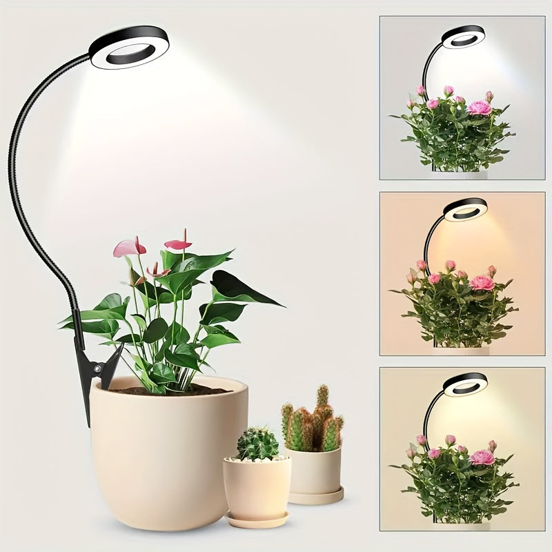 Indoor plant grow light, with 360° gooseneck, 3 color modes, 10 brightness levels, suitable for small plants, potted plants, succulents, USB powered, suitable for indoor balconies, living rooms, offices, bedrooms, promotes plant growth