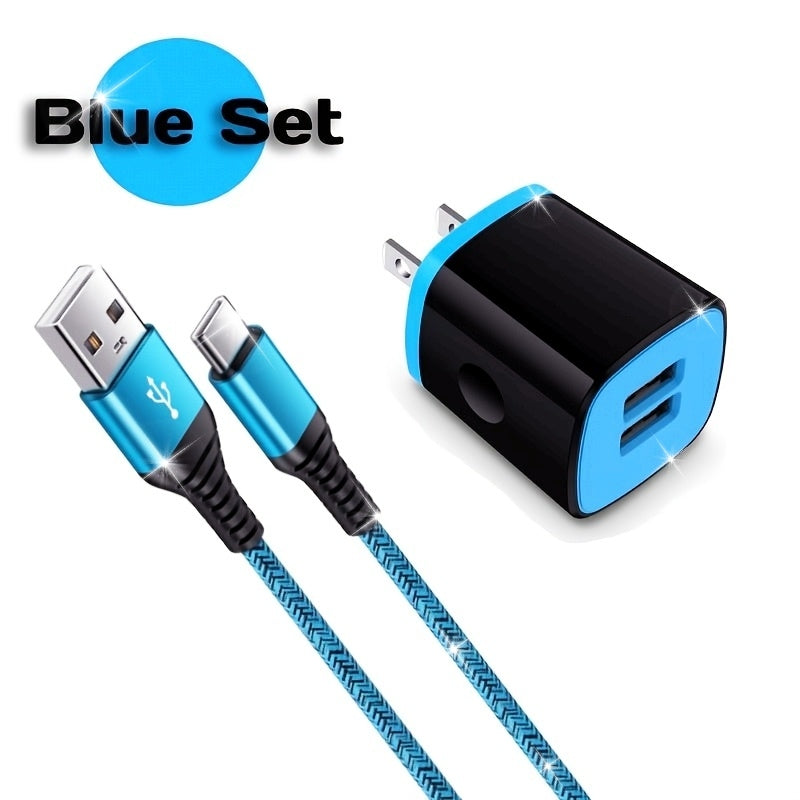 10W Fast Charger 5V/2.1A US Plug | 6ft USB A to USB C Nylon Braided Data Cable, Lightweight Design, 100V-240V Operating Voltage