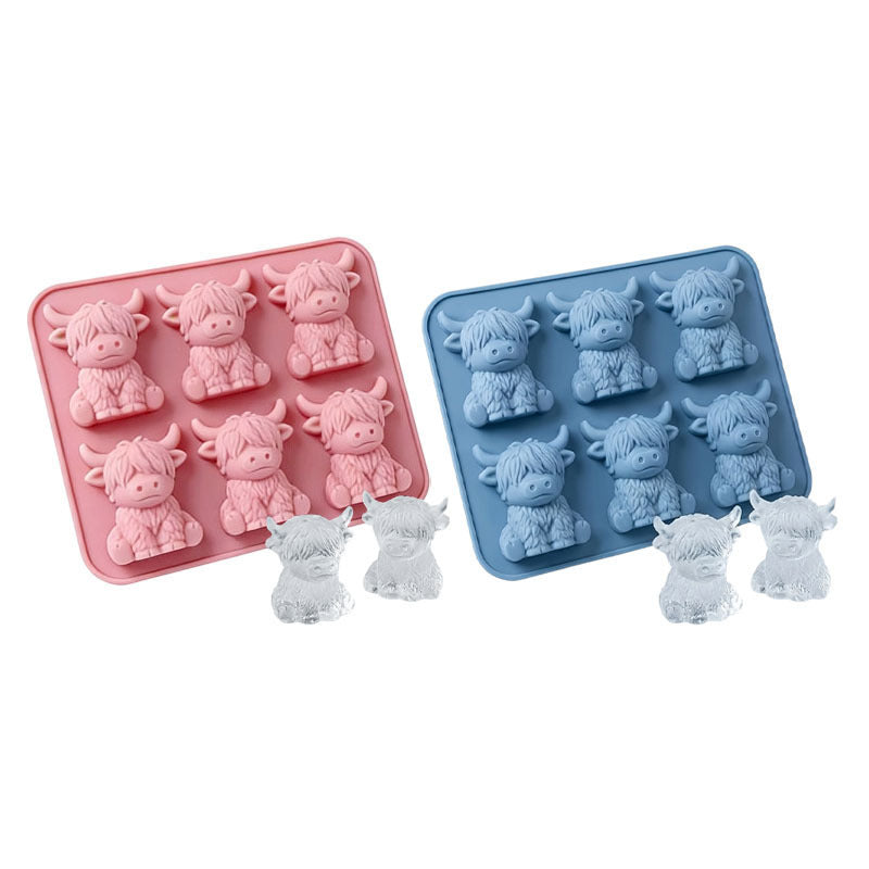 1/2Pcs Mini Highland Cow Ice Cube Mold – Cute 3D Ice Cubes, Perfect for Drinks, Parties and Gifts
