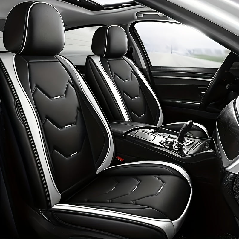 Full Set Synthetic Leather Car Seat Covers, Waterproof Synthetic Leather Car Seat Covers, Anti-Slip Car Interior Covers, Suitable for Most Sedans, Trucks and Other Vehicles